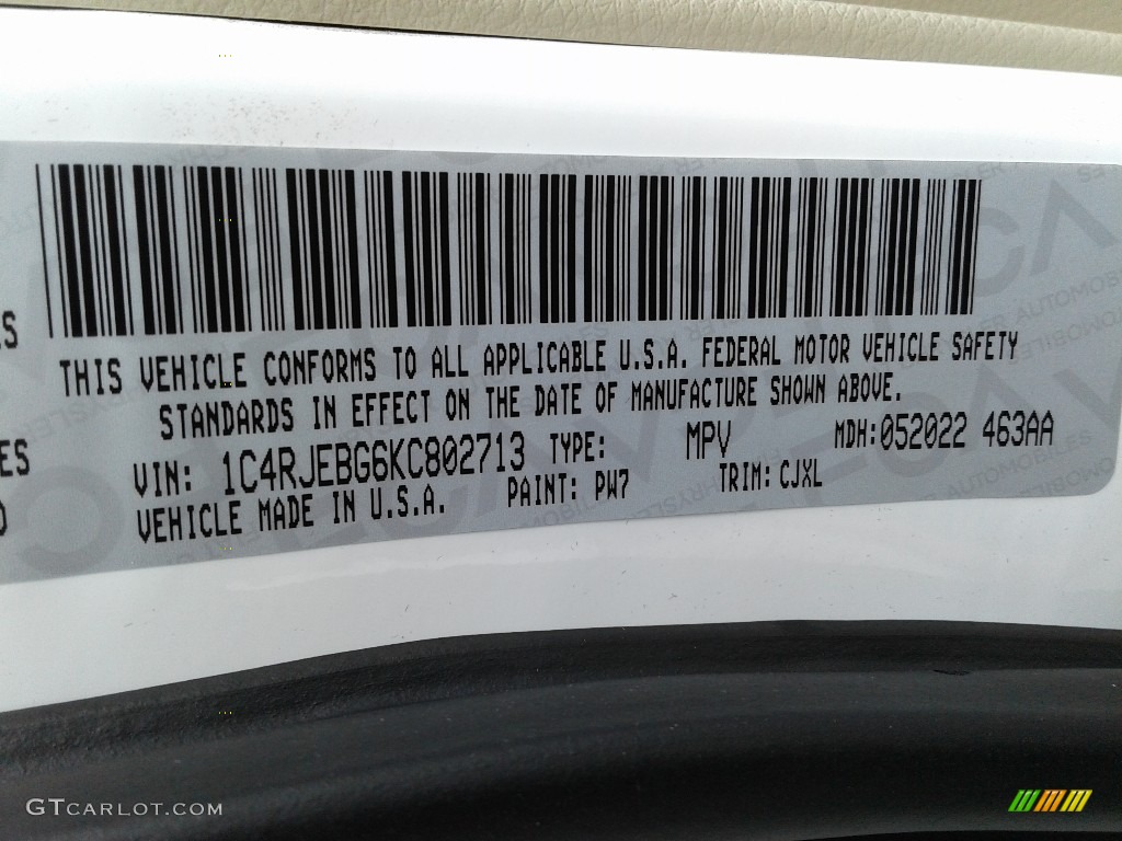 2019 Grand Cherokee Limited - Bright White / Light Frost Beige/Black photo #35