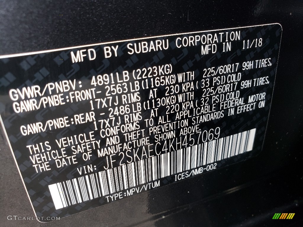 2019 Forester 2.5i Premium - Dark Gray Metallic / Black photo #29