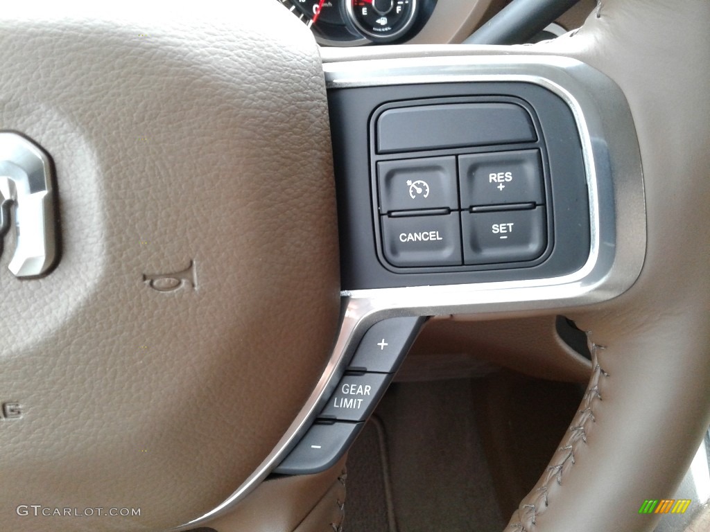 2019 Ram 3500 Laramie Crew Cab 4x4 Mountain Brown/Light Frost Beige Steering Wheel Photo #133826357