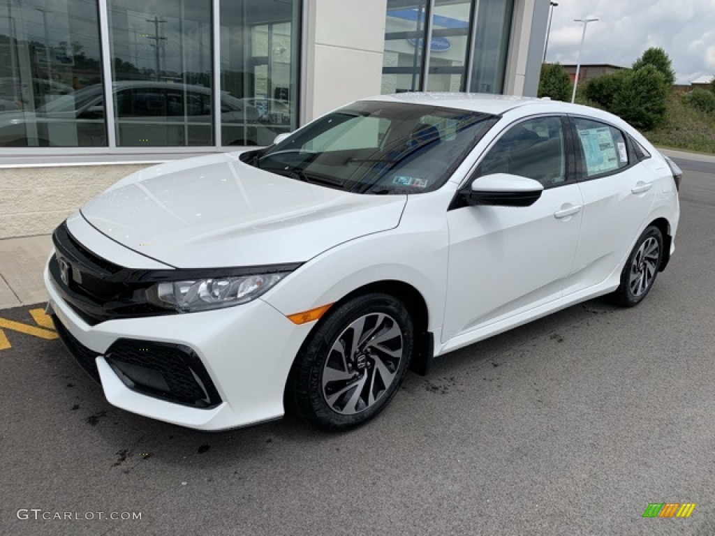 2019 Civic LX Hatchback - White Orchid Pearl / Black photo #2