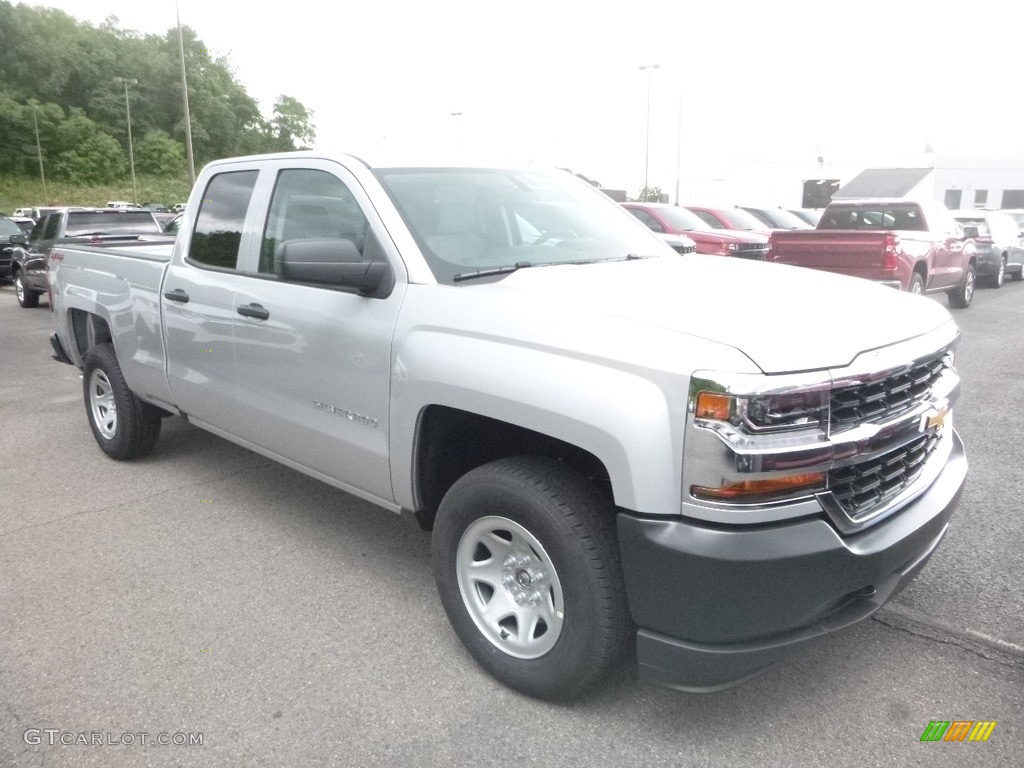 Silver Ice Metallic 2019 Chevrolet Silverado LD WT Double Cab 4x4 Exterior Photo #133851208