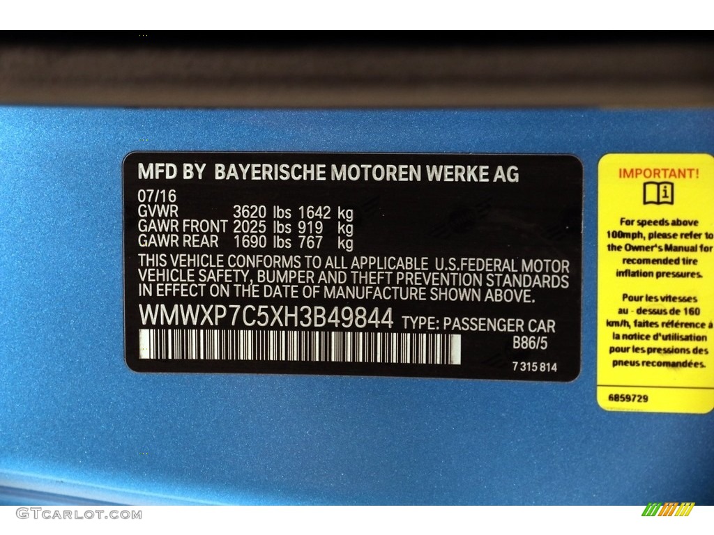 2017 Hardtop Cooper S 2 Door - Electric Blue Metallic / Carbon Black photo #20