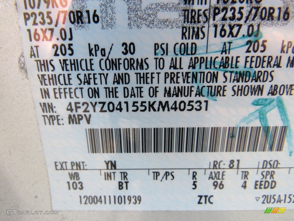 2005 Tribute s - Platinum Metallic / Dark Flint Gray photo #34