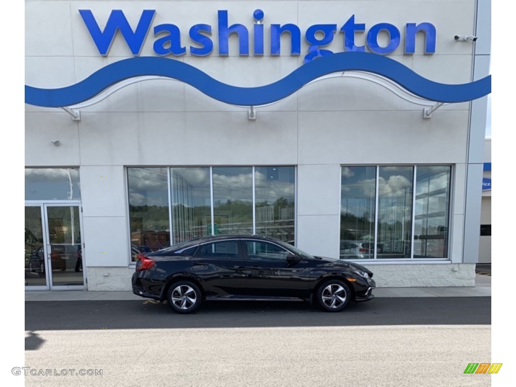 2019 Civic LX Sedan - Crystal Black Pearl / Black photo #1