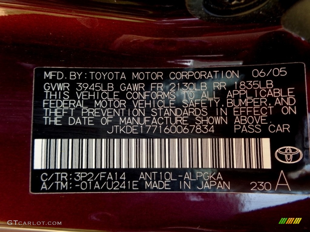 2006 tC  - Black Cherry Pearl / Dark Charcoal photo #81