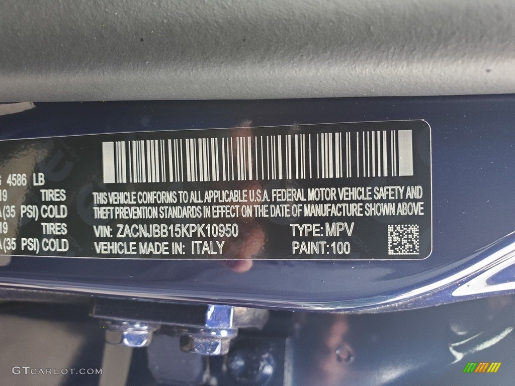2019 Renegade Color Code 100 for Jetset Blue Photo #133887837