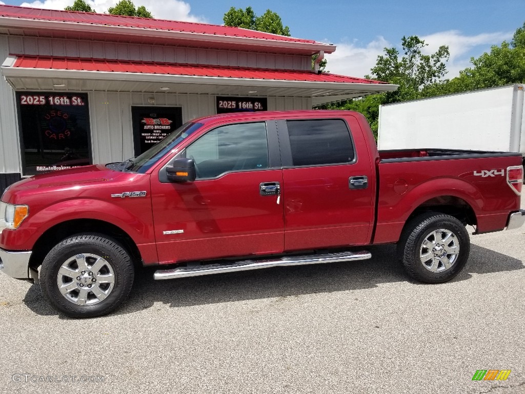 2013 F150 XLT SuperCrew 4x4 - Ruby Red Metallic / Steel Gray photo #2