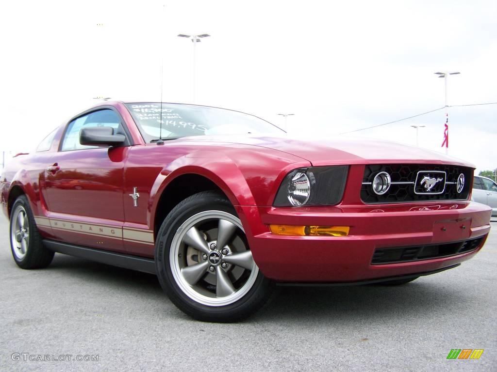 2006 Mustang V6 Premium Coupe - Redfire Metallic / Light Parchment photo #1