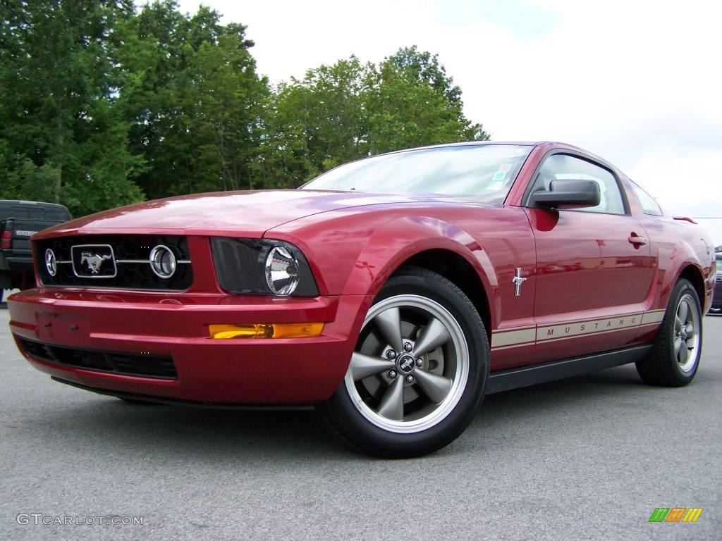 2006 Mustang V6 Premium Coupe - Redfire Metallic / Light Parchment photo #5