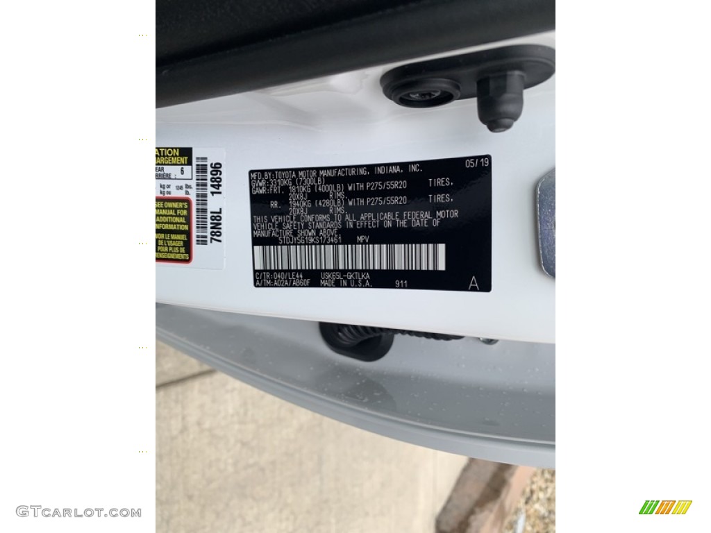 2019 Toyota Sequoia Limited 4x4 Color Code Photos