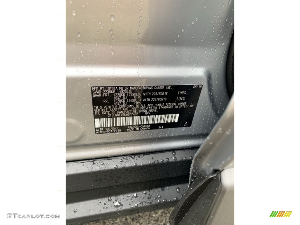 2019 RAV4 Color Code 1D6 for Silver Sky Metallic Photo #133915157