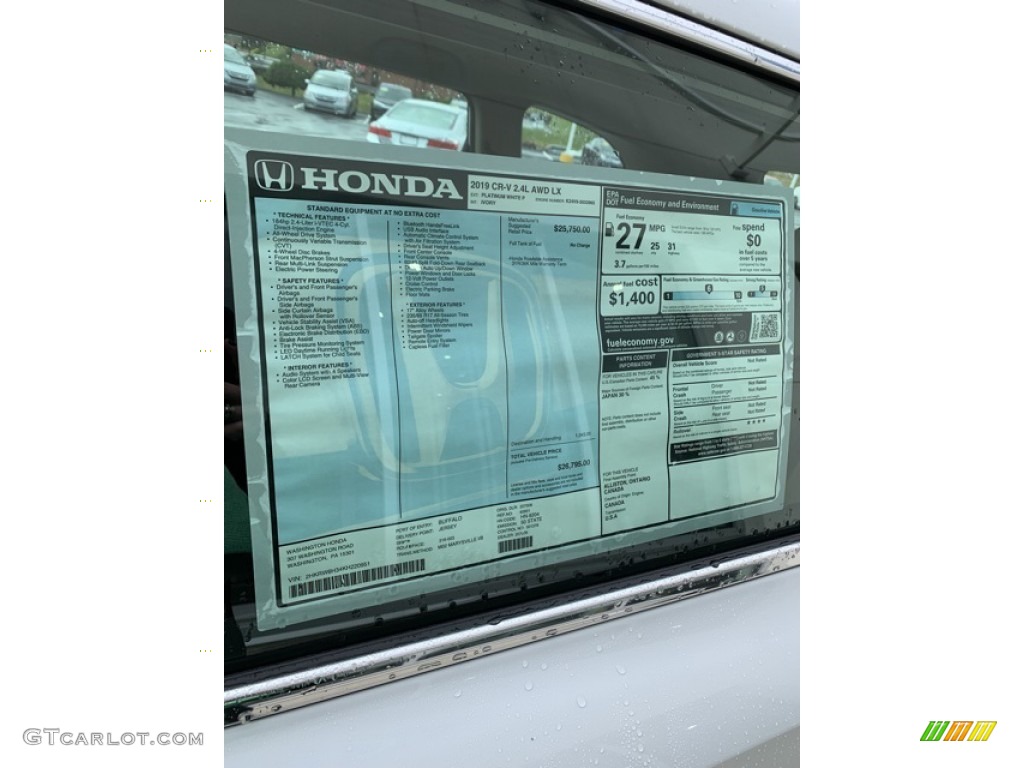 2019 Honda CR-V LX AWD Window Sticker Photo #133917221