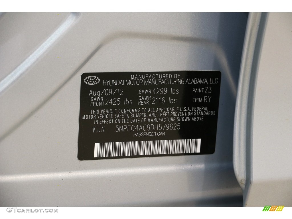 2013 Sonata SE - Iridescent Silver Blue Pearl / Black photo #20