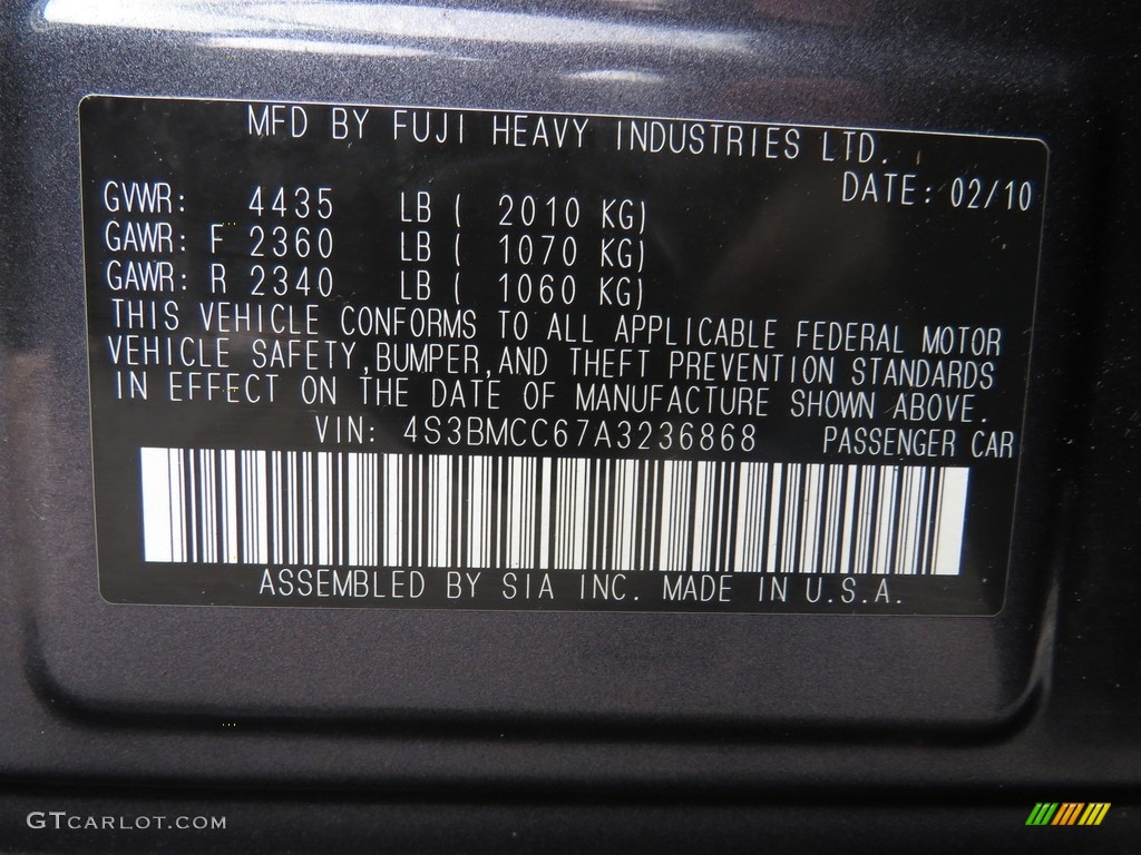 2010 Legacy 2.5i Premium Sedan - Graphite Gray Metallic / Off Black photo #41