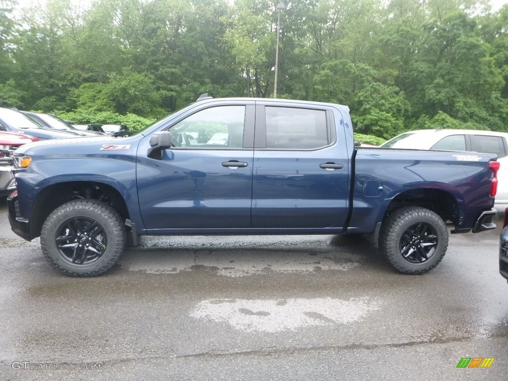 Northsky Blue Metallic 2019 Chevrolet Silverado 1500 Custom Z71 Trail Boss Crew Cab 4WD Exterior Photo #133948489