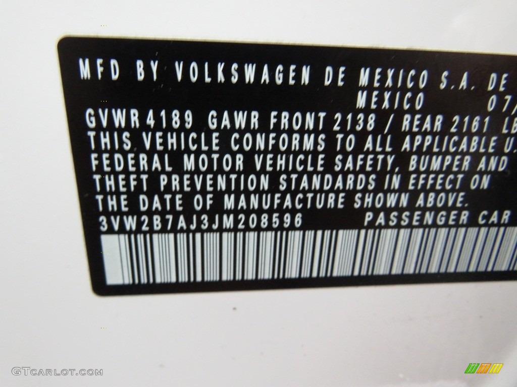 2018 Jetta S - Pure White / Black/Palladium Gray photo #42