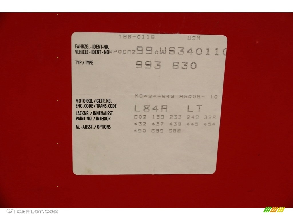 1998 911 Color Code L84A for Guards Red Photo #133951273
