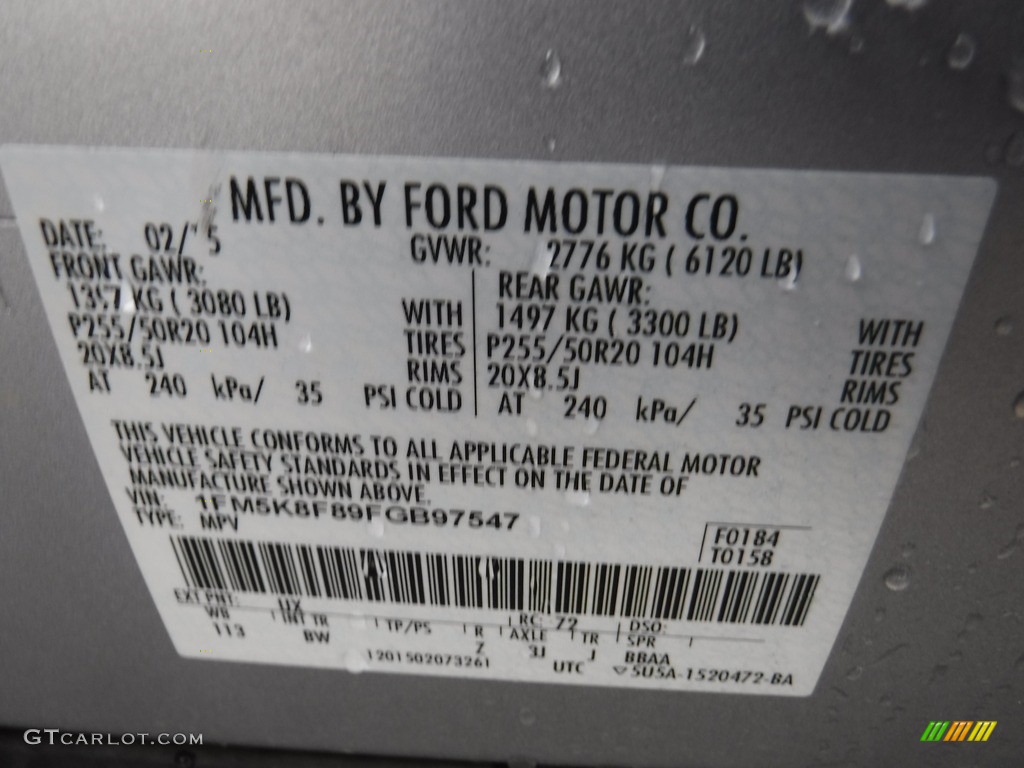 2015 Explorer Limited 4WD - Ingot Silver / Charcoal Black photo #27