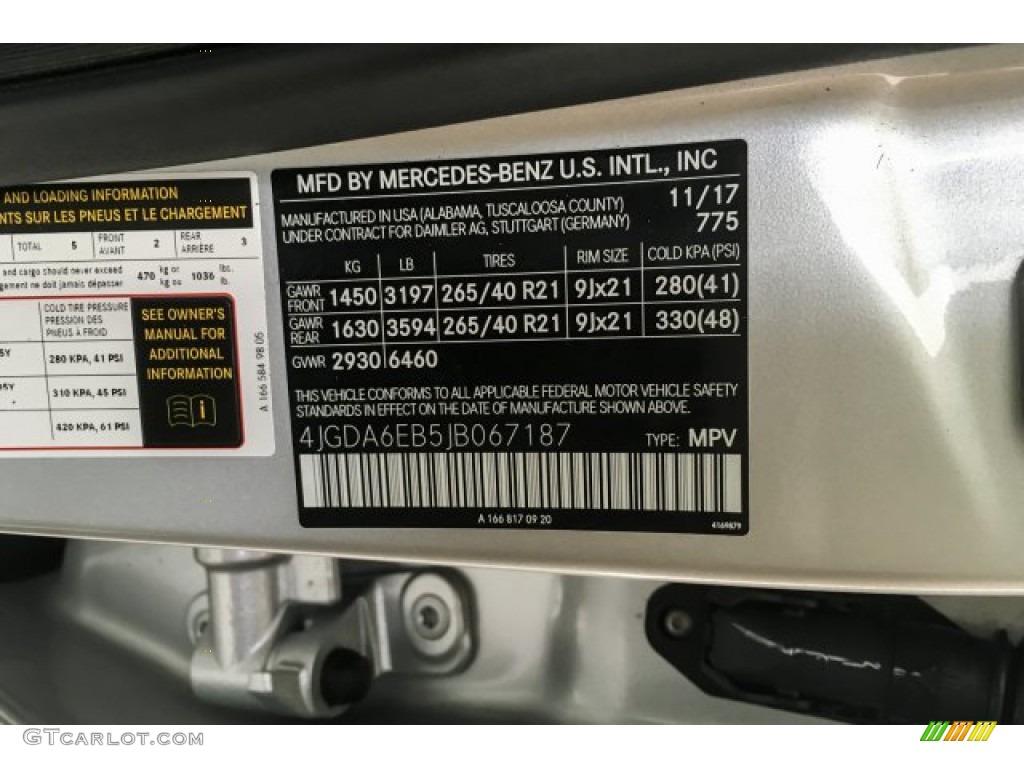 2018 GLE Color Code 775 for Iridium Silver Metallic Photo #133970584