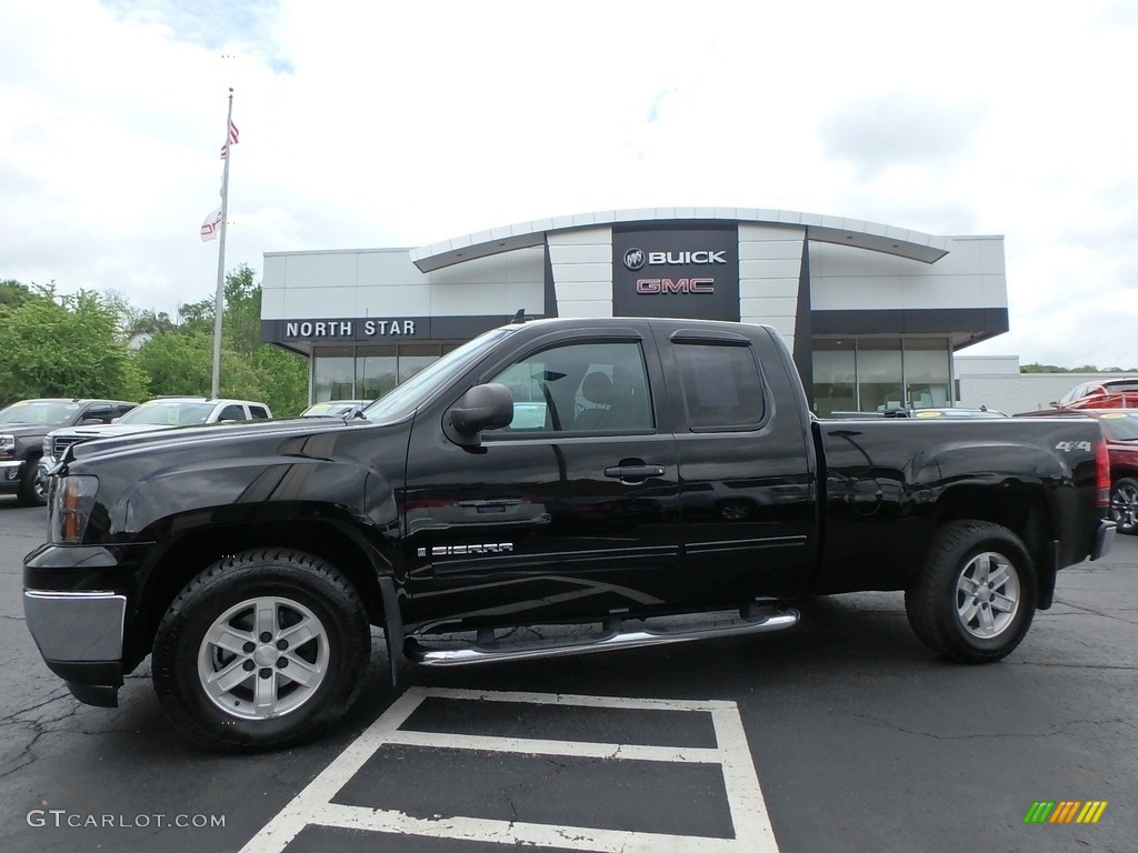 2008 Sierra 1500 SLE Extended Cab 4x4 - Onyx Black / Ebony photo #1