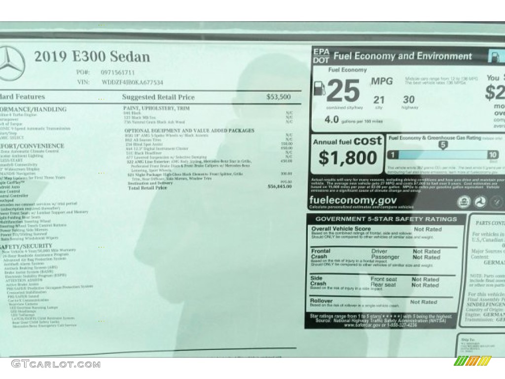 2019 E 300 Sedan - Black / Black photo #10
