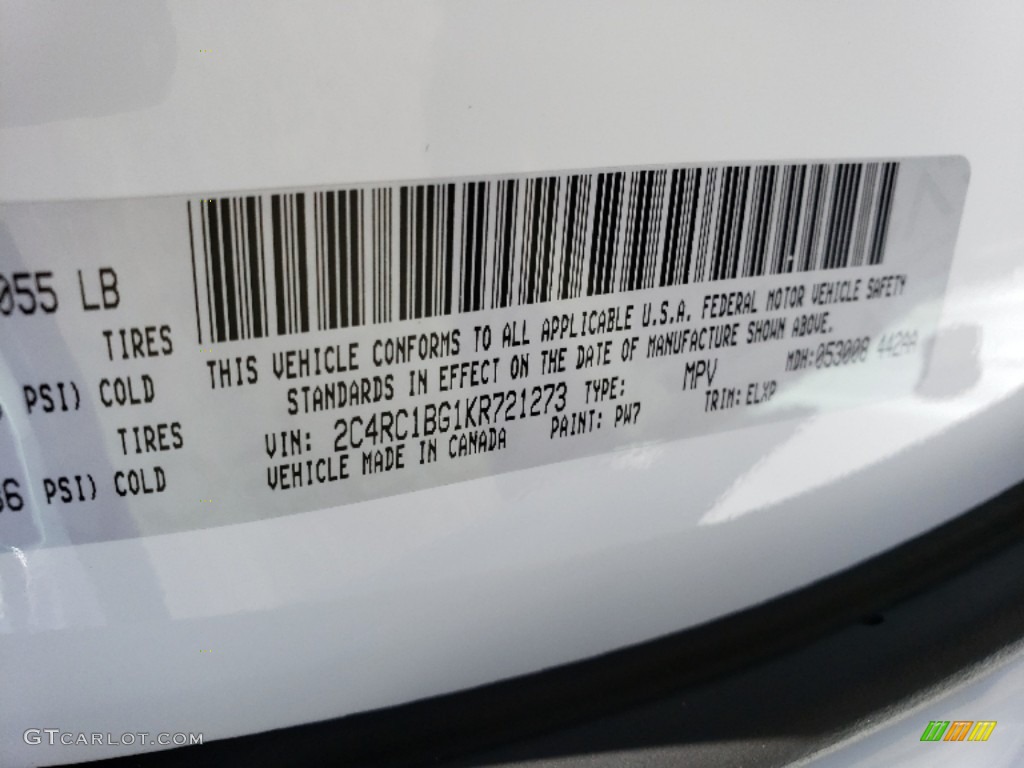 2019 Chrysler Pacifica Touring L Color Code Photos