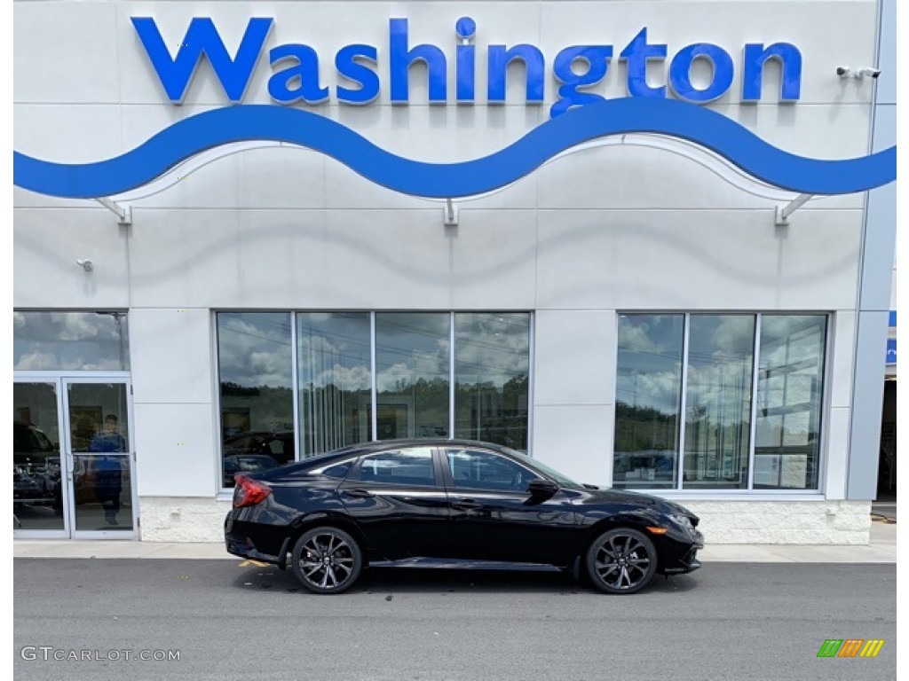 2019 Civic Sport Sedan - Crystal Black Pearl / Black photo #1