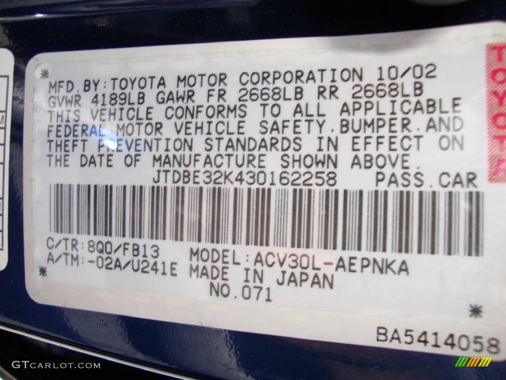 2003 Camry LE - Stratosphere Mica / Stone photo #5
