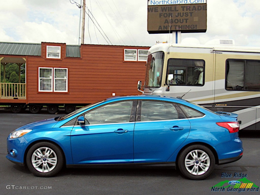 2012 Focus SEL Sedan - Sonic Blue Metallic / Stone photo #2