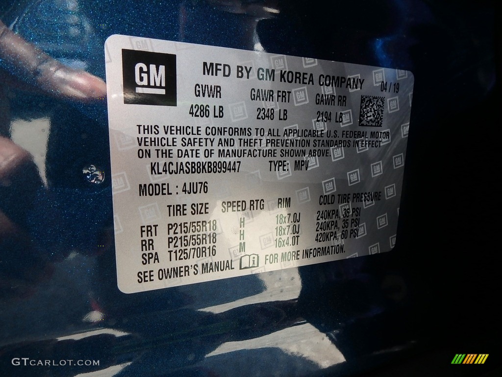 2019 Encore Preferred - Deep Azure Metallic / Ebony photo #16