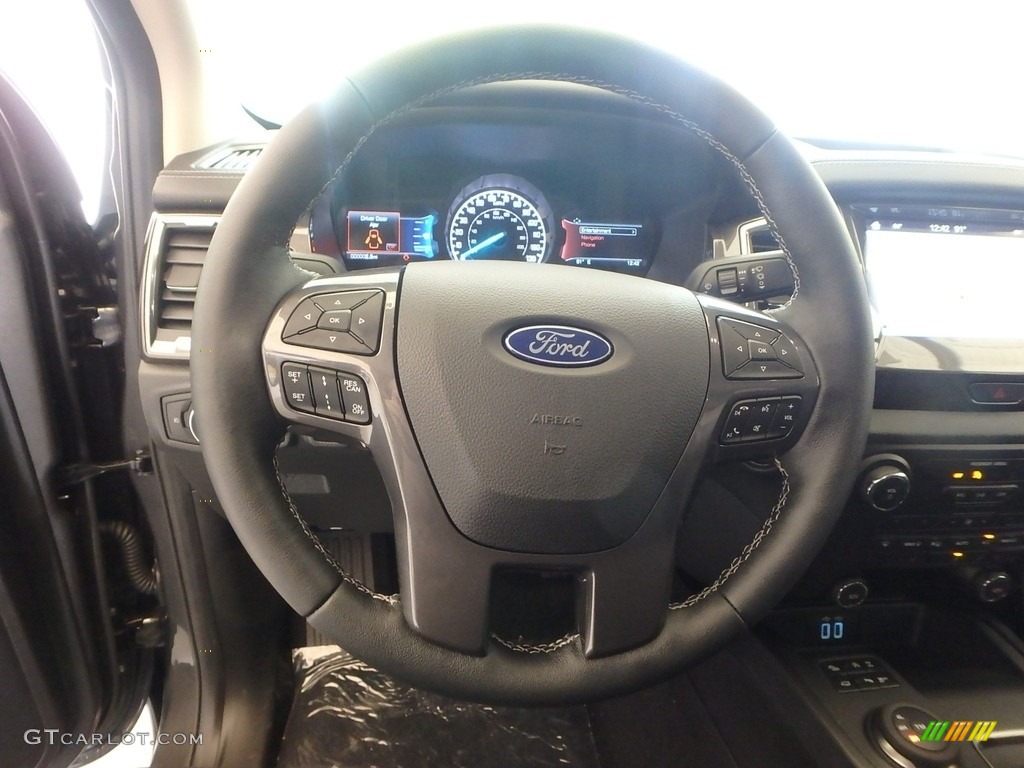 2019 Ford Ranger Lariat SuperCab 4x4 Ebony Steering Wheel Photo #134036325
