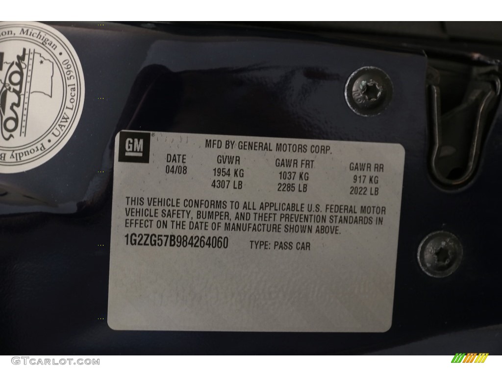 2008 G6 Sedan - Midnight Blue Metallic / Ebony Black photo #18