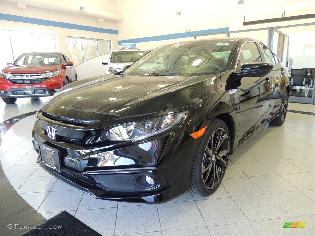 2019 Civic Sport Sedan - Crystal Black Pearl / Black photo #1