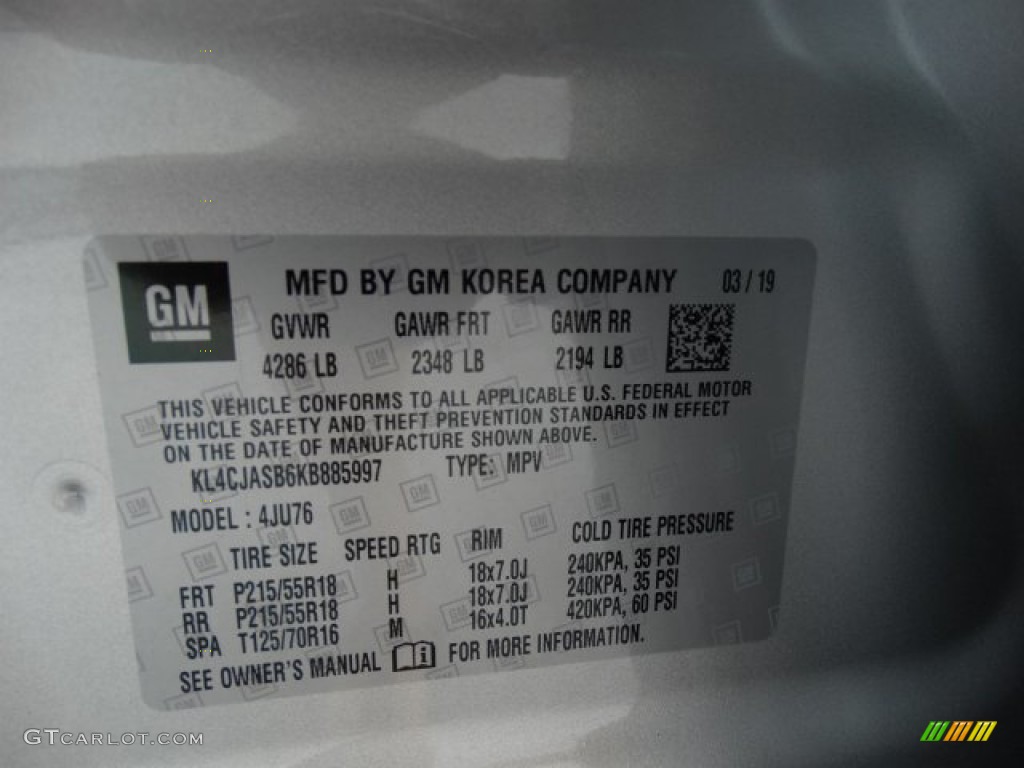 2019 Encore Preferred - Quicksilver Metallic / Ebony photo #29