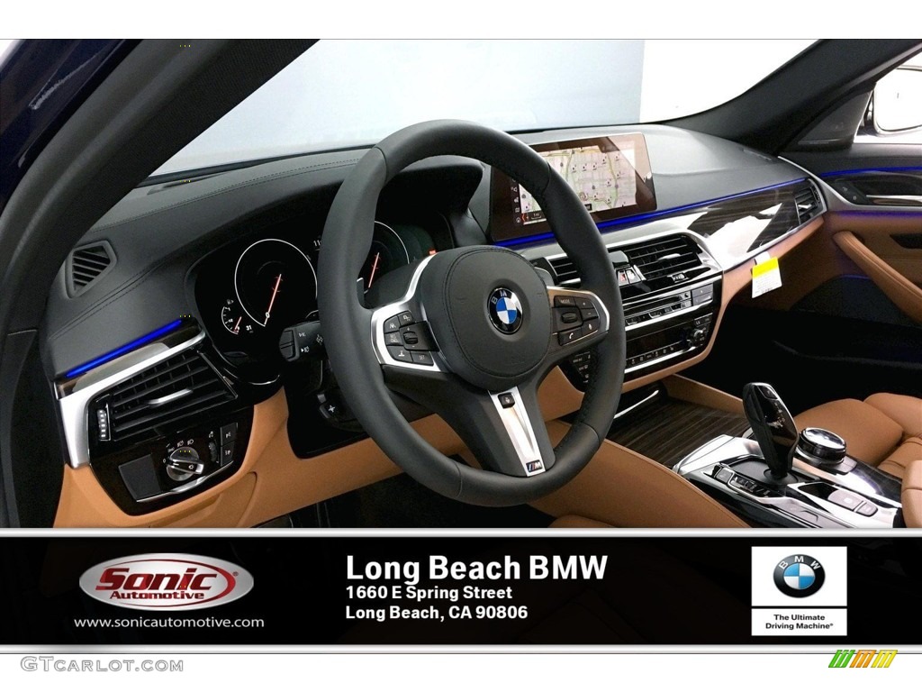 2019 5 Series M550i xDrive Sedan - Mediterranean Blue Metallic / Cognac photo #4