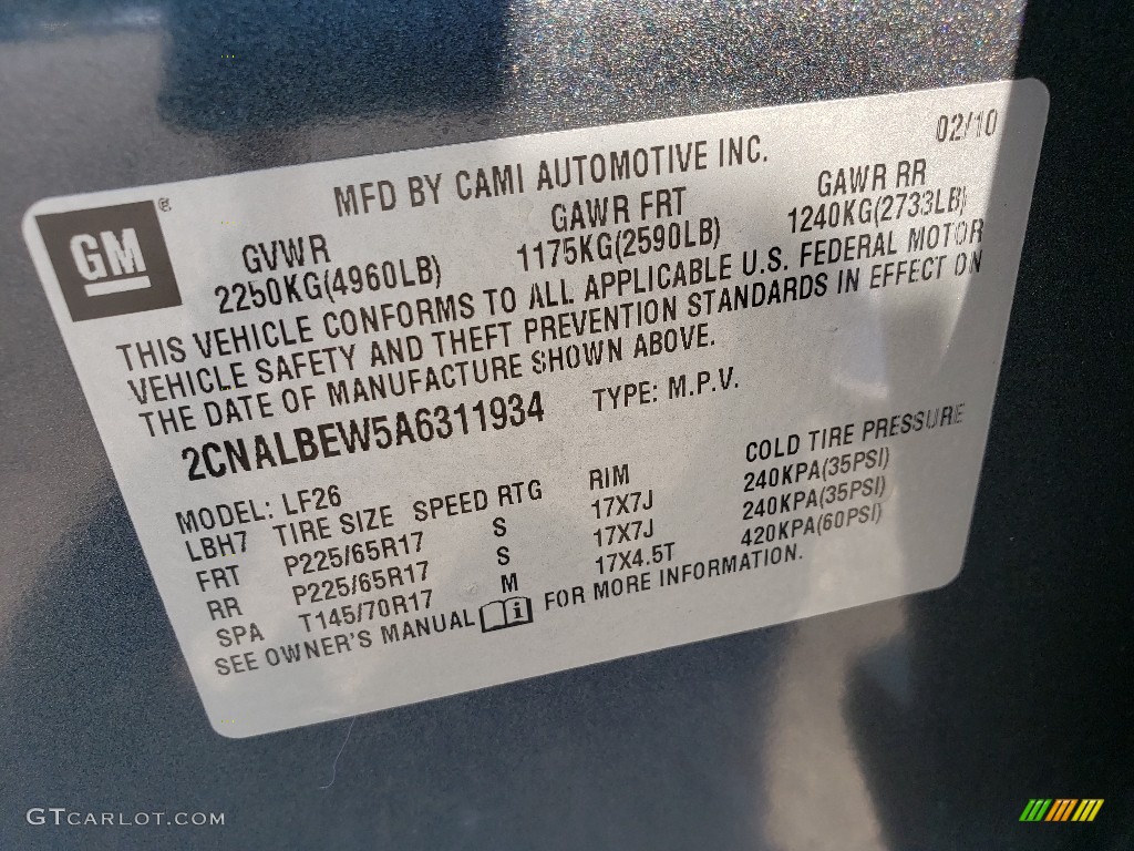 2010 Equinox LS - Cyber Gray Metallic / Jet Black/Light Titanium photo #28