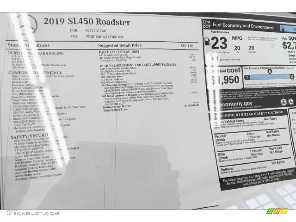 2019 SL 450 Roadster - Graphite Grey Metallic / Crystal Grey/Black photo #10