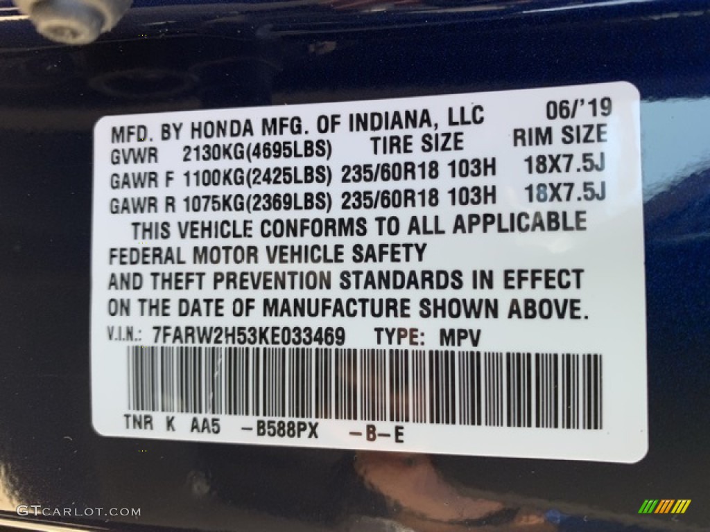 2019 CR-V EX AWD - Obsidian Blue Pearl / Gray photo #9