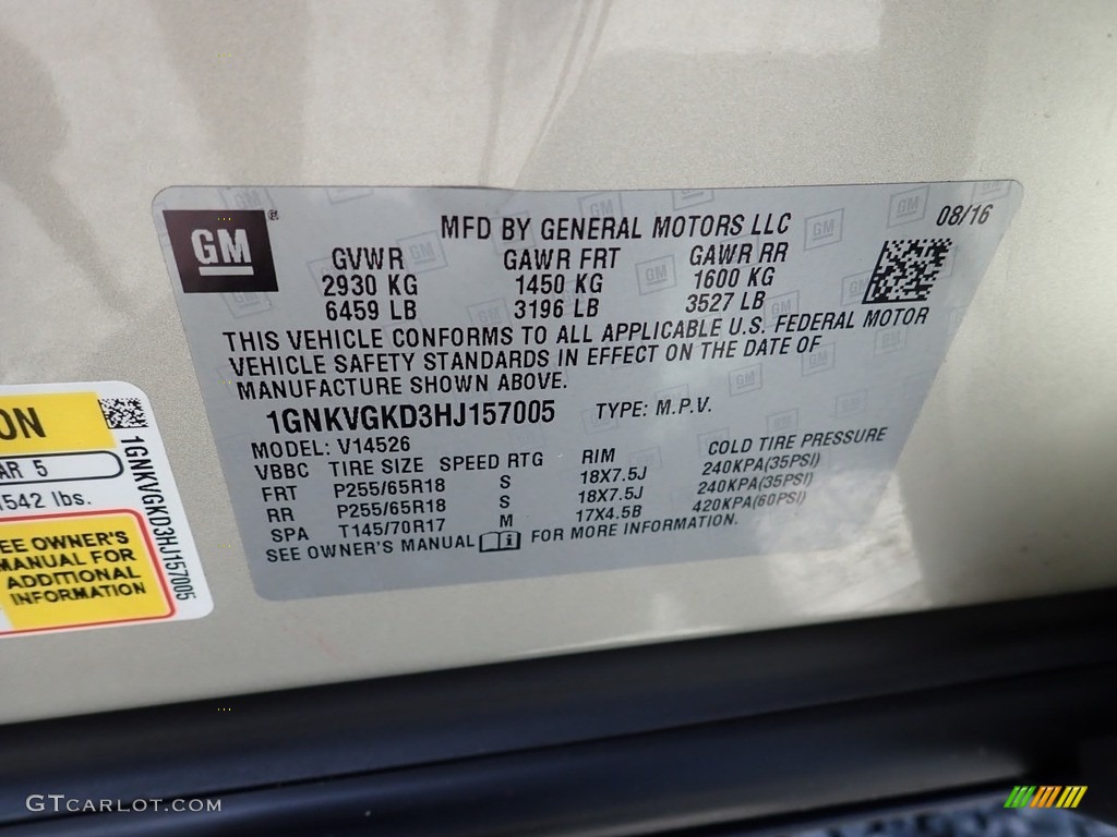 2017 Traverse LT AWD - Champagne Silver Metallic / Ebony photo #14