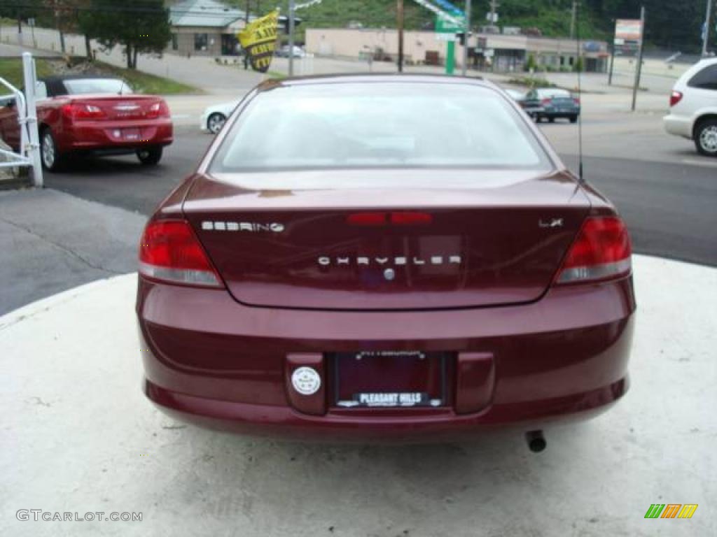 2002 Sebring LX Sedan - Dark Garnet Red Pearl / Dark Slate Gray photo #3