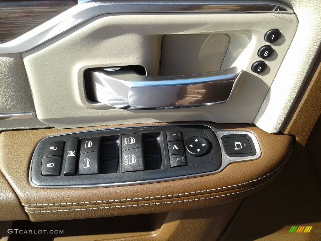 2019 Ram 3500 Laramie Mega Cab 4x4 Mountain Brown/Light Frost Beige Door Panel Photo #134117144