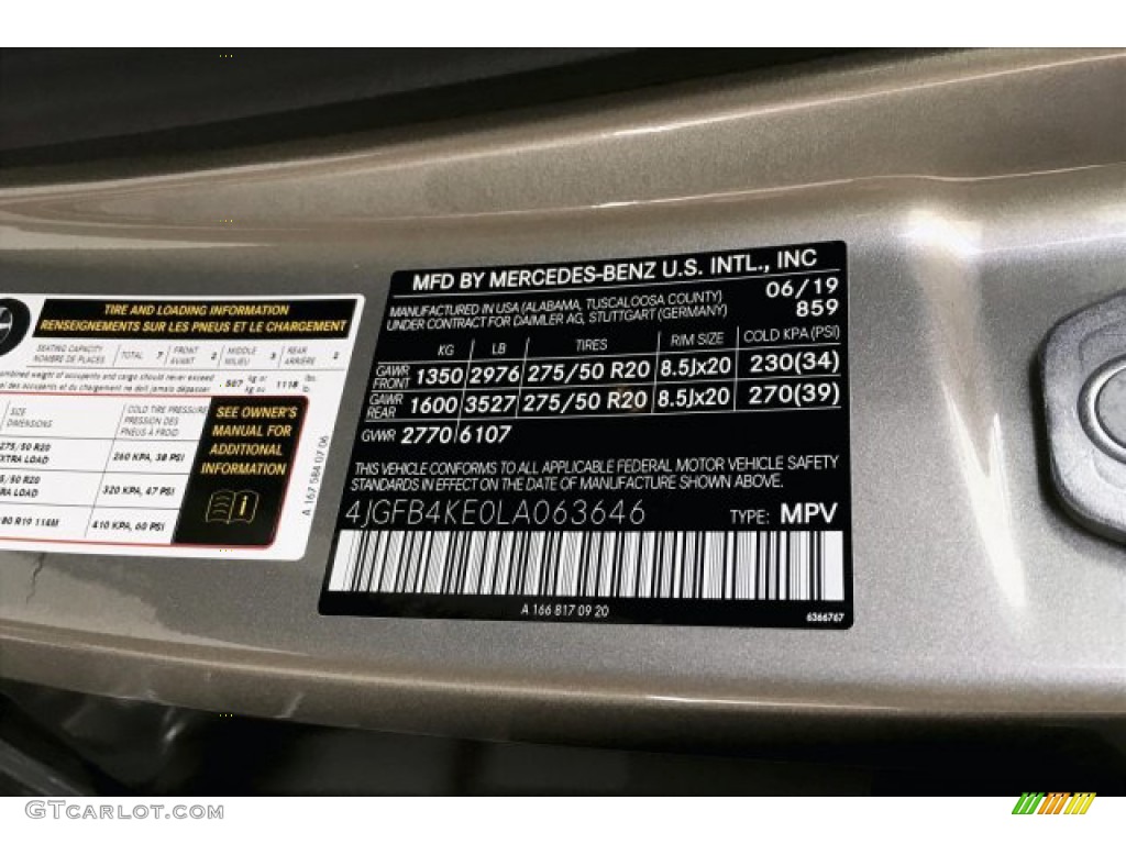 2020 GLE Color Code 859 for Mojave Silver Metallic Photo #134134472