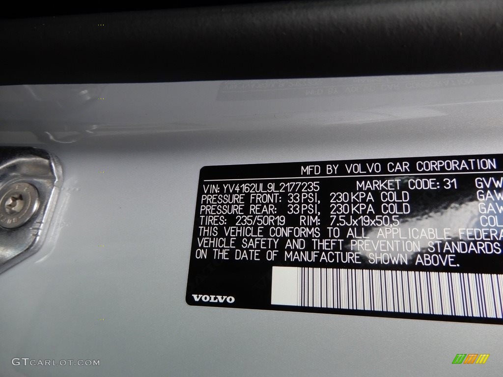 2020 XC40 T5 Inscription AWD - Glacier Silver Metallic / Charcoal photo #11