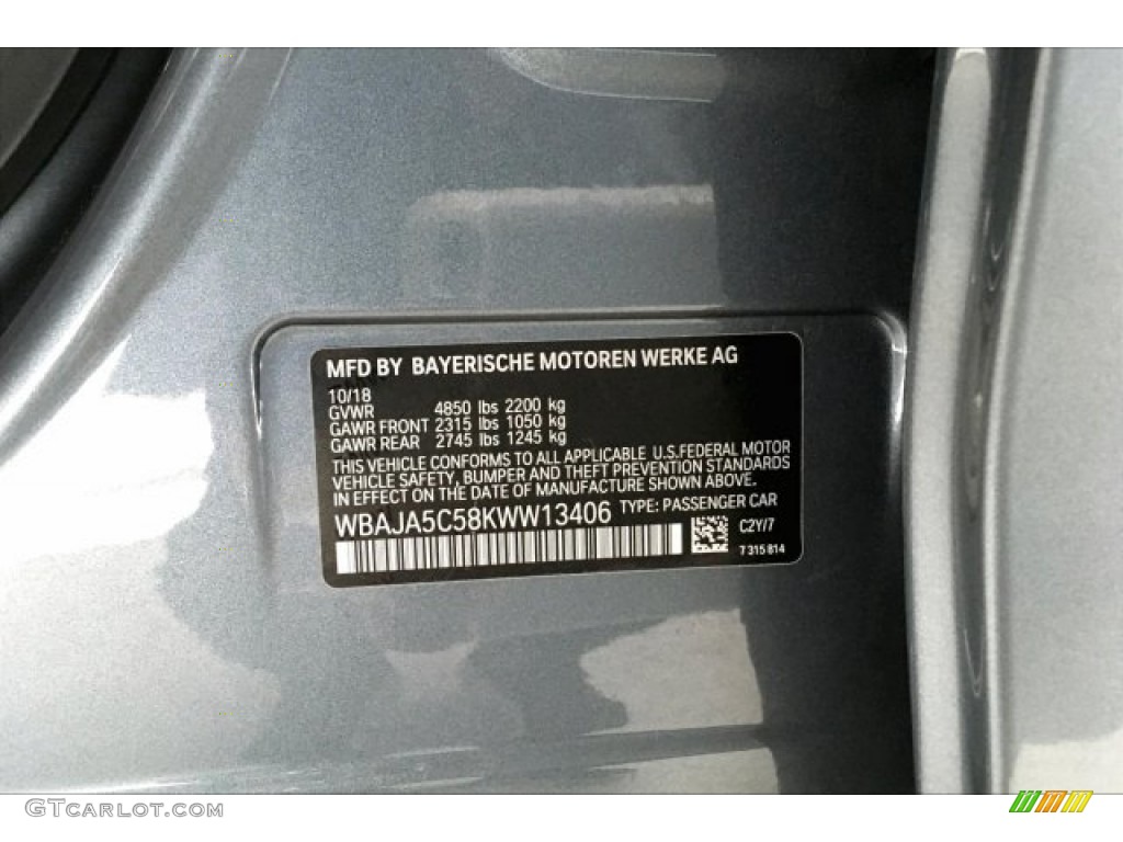 2019 5 Series 530i Sedan - Bluestone Metallic / Black photo #19