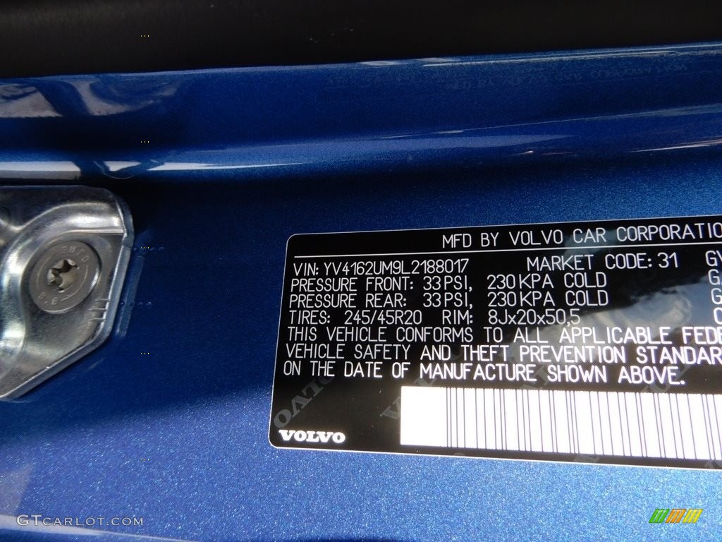 2020 XC40 T5 R-Design AWD - Bursting Blue Metallic / Charcoal photo #11