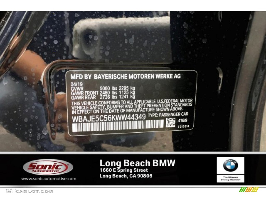 2019 5 Series 540i Sedan - Carbon Black Metallic / Black photo #10