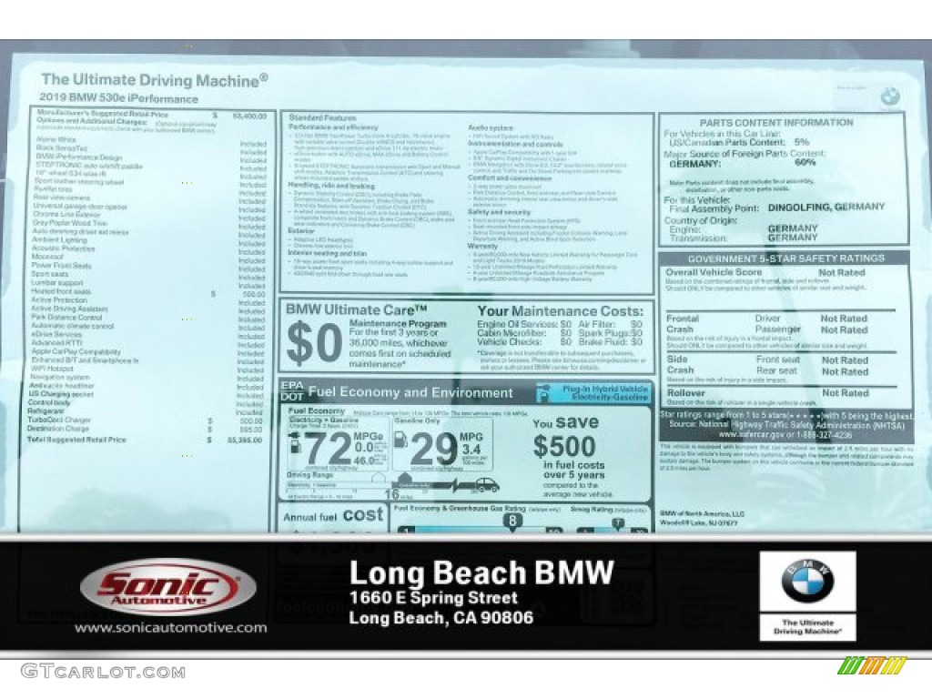 2019 5 Series 530e iPerformance Sedan - Alpine White / Black photo #10