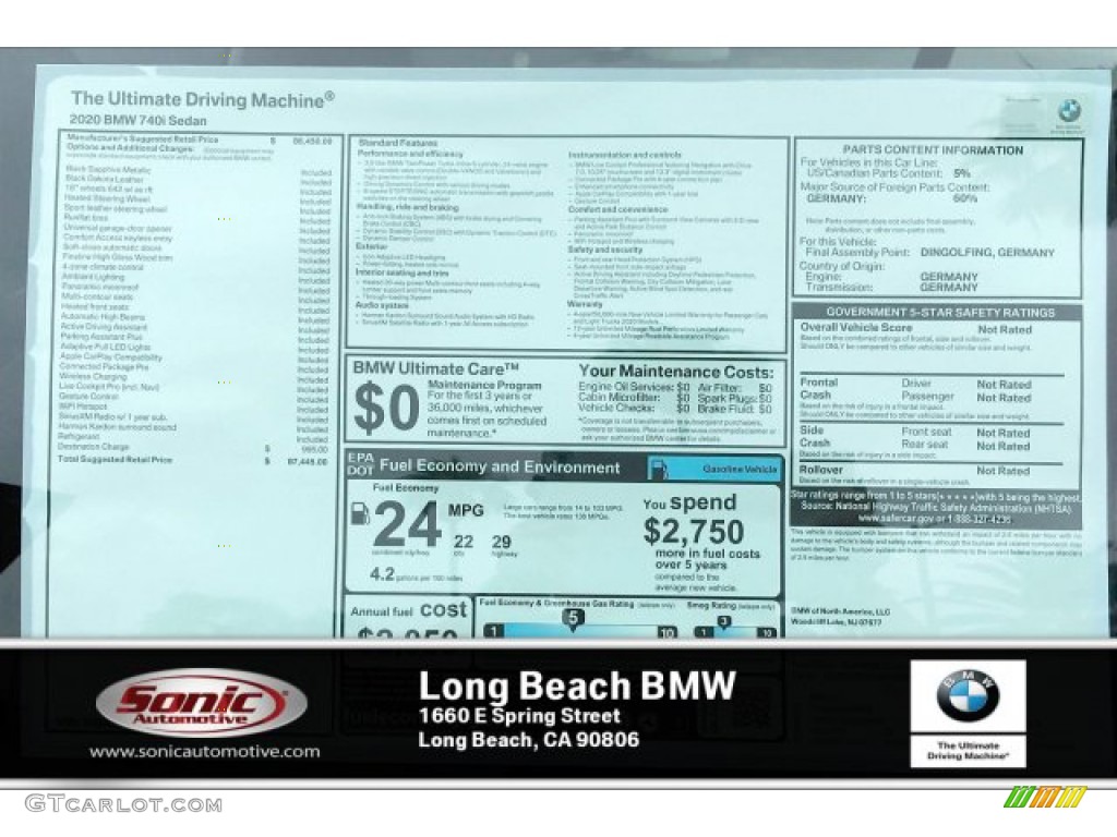 2020 7 Series 740i Sedan - Black Sapphire Metallic / Black photo #10
