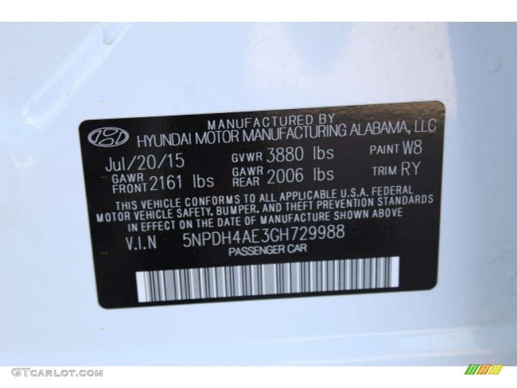 2016 Elantra Value Edition - White / Black photo #33