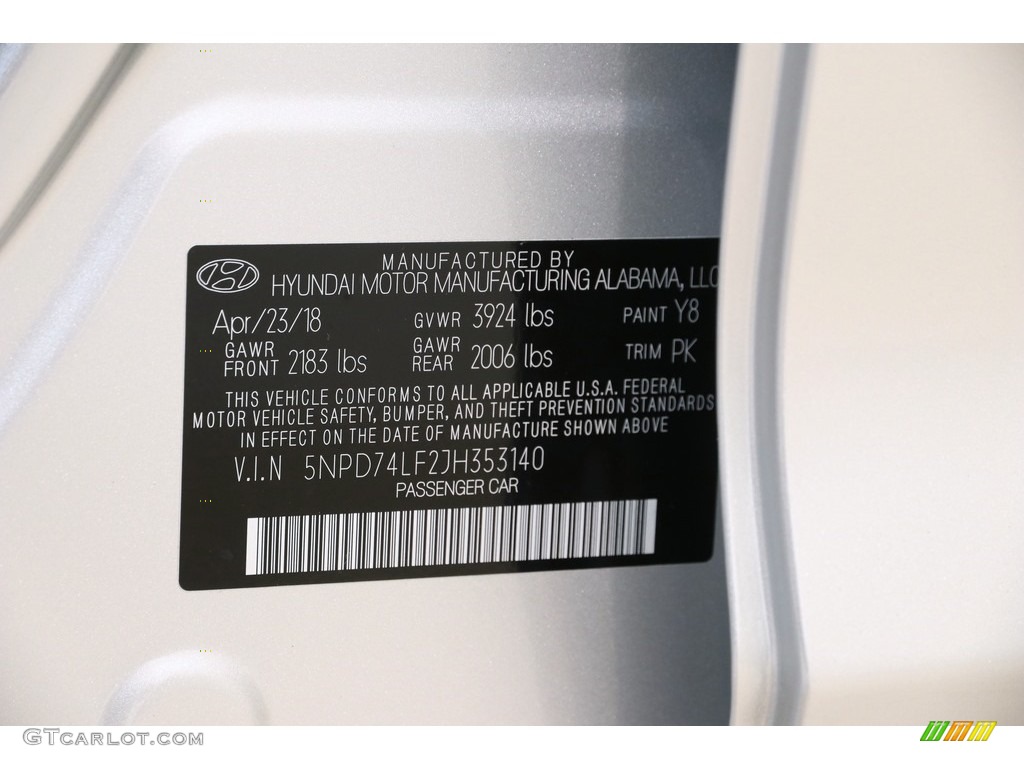 2018 Elantra SE - Symphony Silver / Gray photo #18